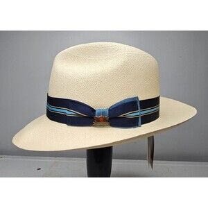 Biltmore Hats To The Wire Bleached Straw Fedora Hat 7 3/8 / 59 NIB